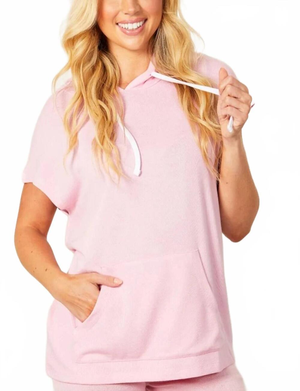 NEW FRENCH KYSS hooded tunic top in pink